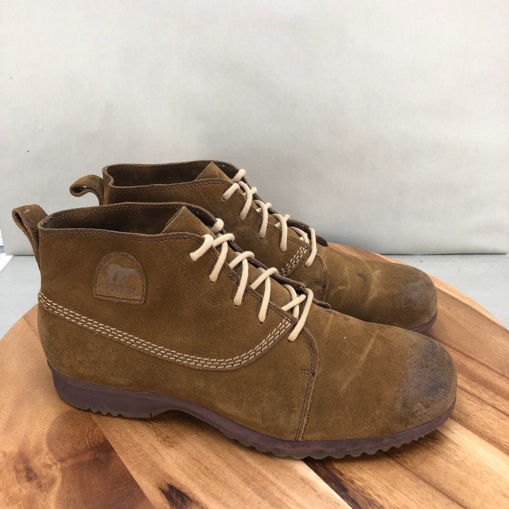 Sorel Greely Chukka Boots Mens 11 Brown Leather Lace Up Comfort Oiled Toe